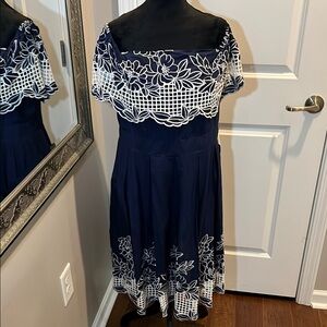 Elegant Navy Blue Floral Dress